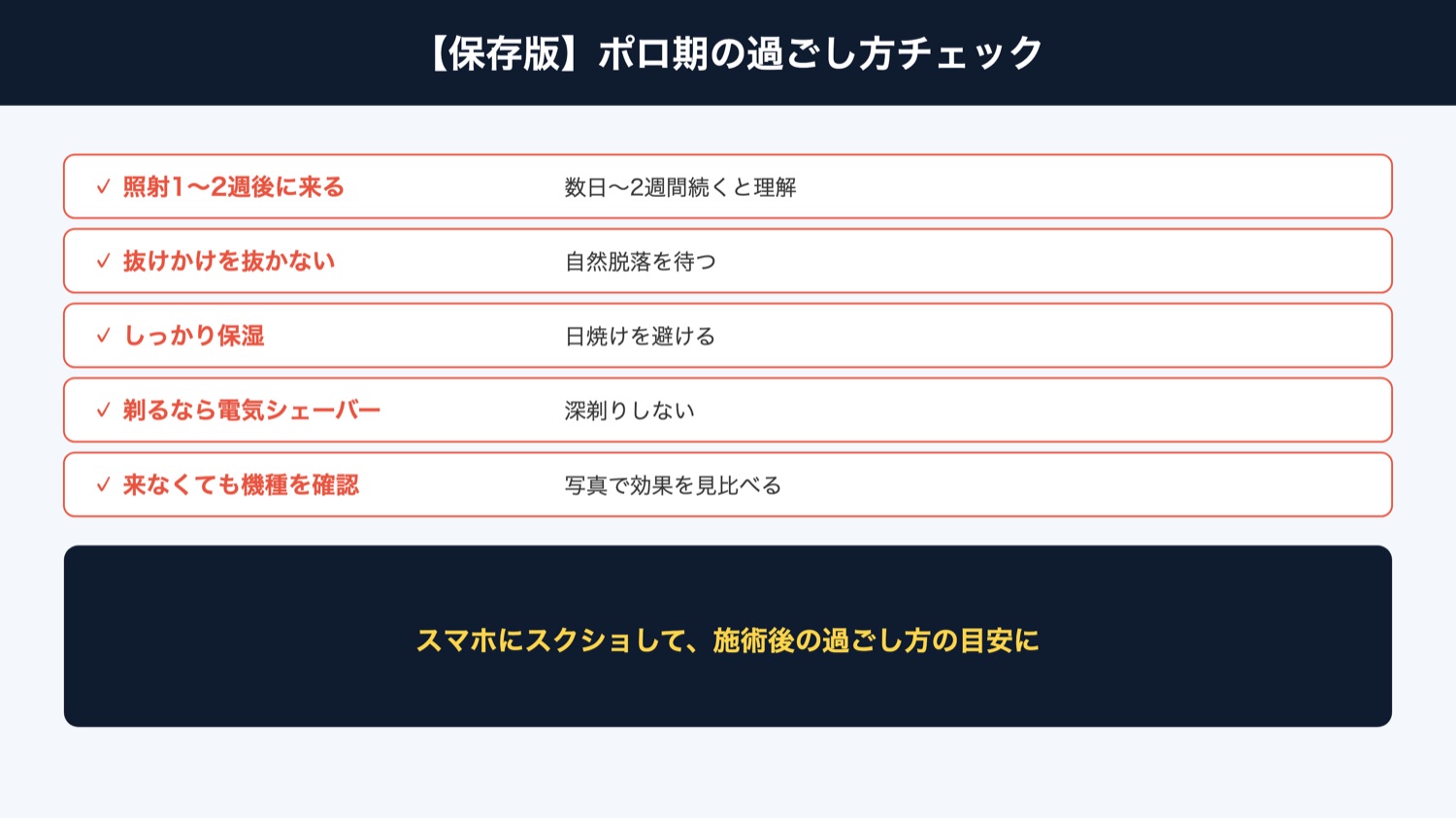 ポロ期の過ごし方チェックリスト(図解)