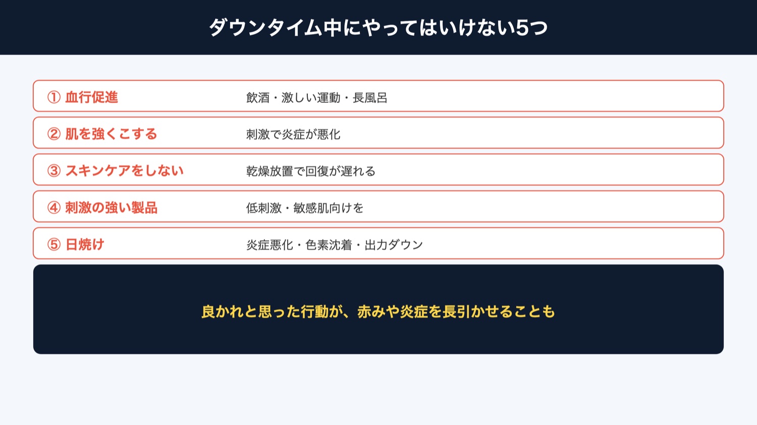 ダウンタイム中のNG5つ（図解）