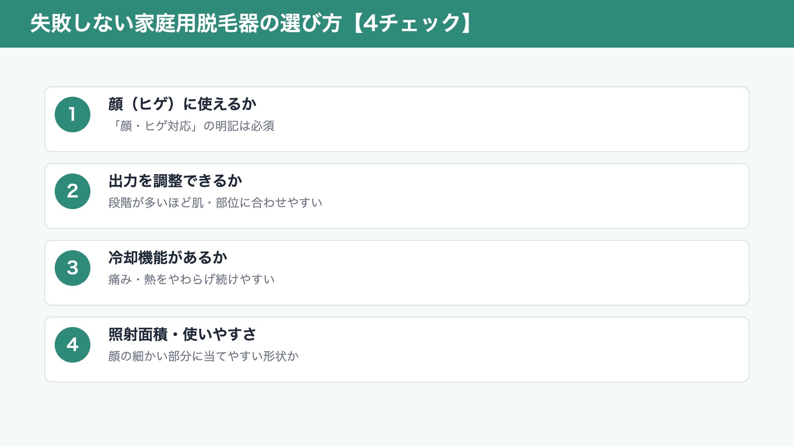 家庭用脱毛器の選び方4チェック(図解)