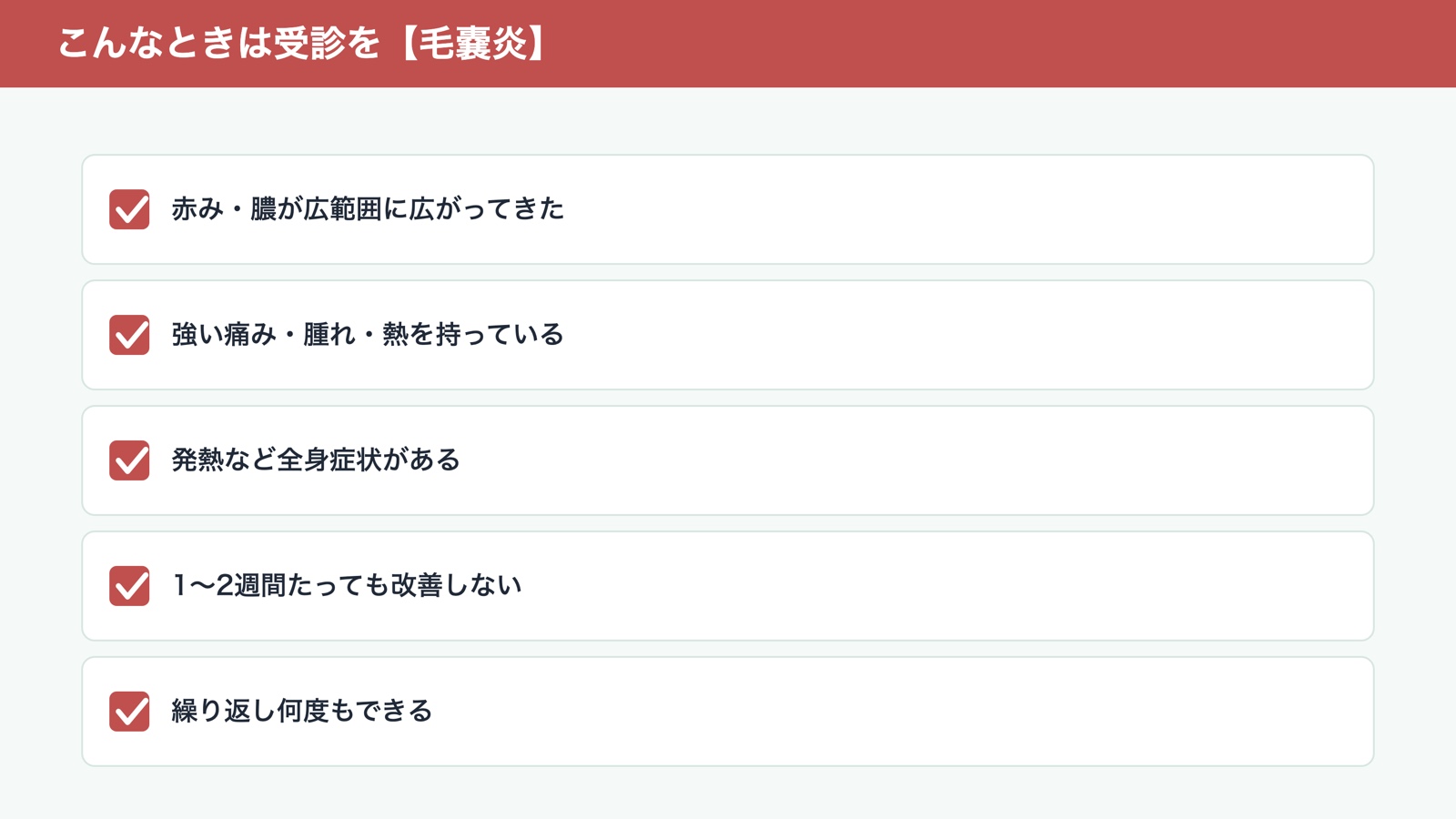 毛嚢炎で受診する目安(図解)