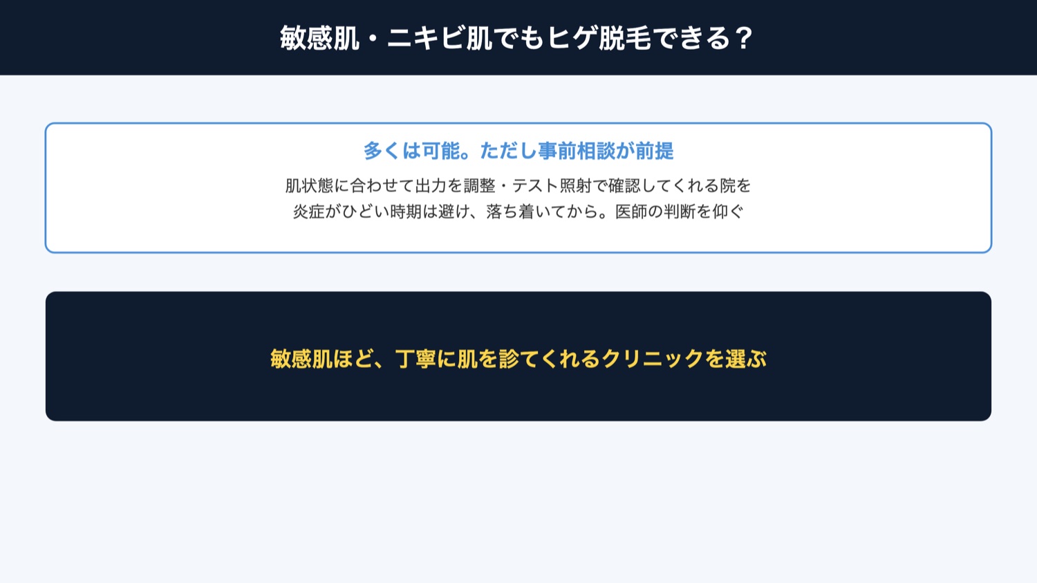 敏感肌・ニキビ肌でも脱毛できるか（図解）