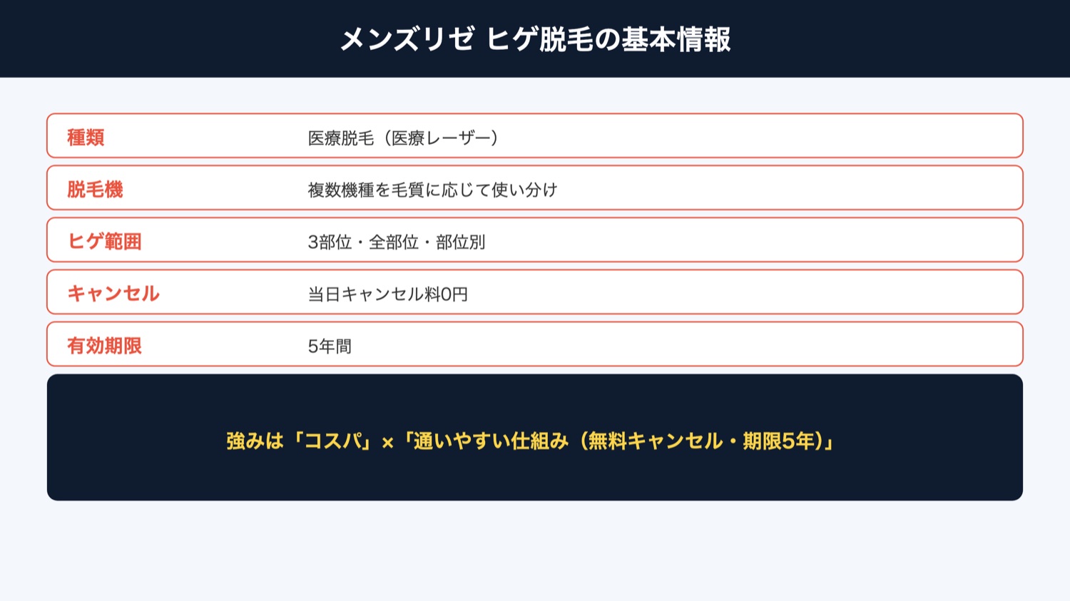 メンズリゼの基本情報(図解)