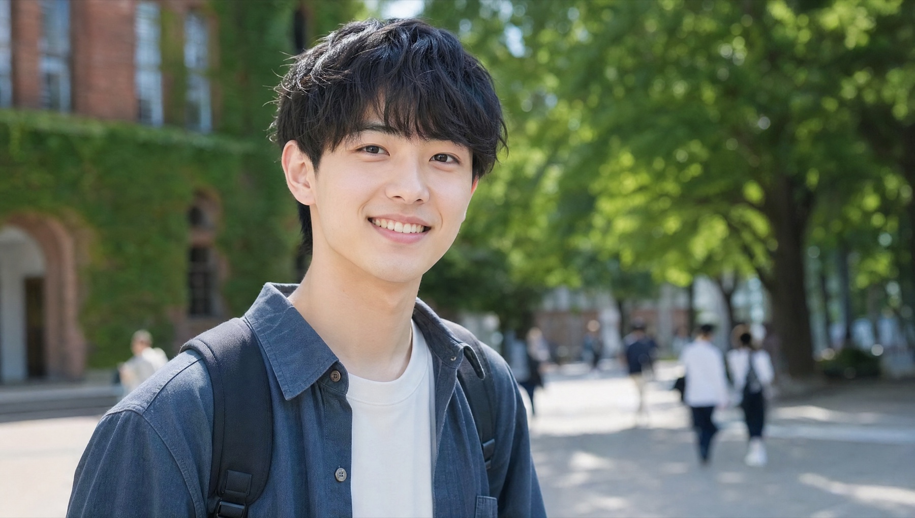 清潔感のある笑顔の男子学生